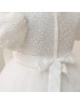 Puff Sleeves Beaded Ivory Lace Tulle Flower Girl Dress